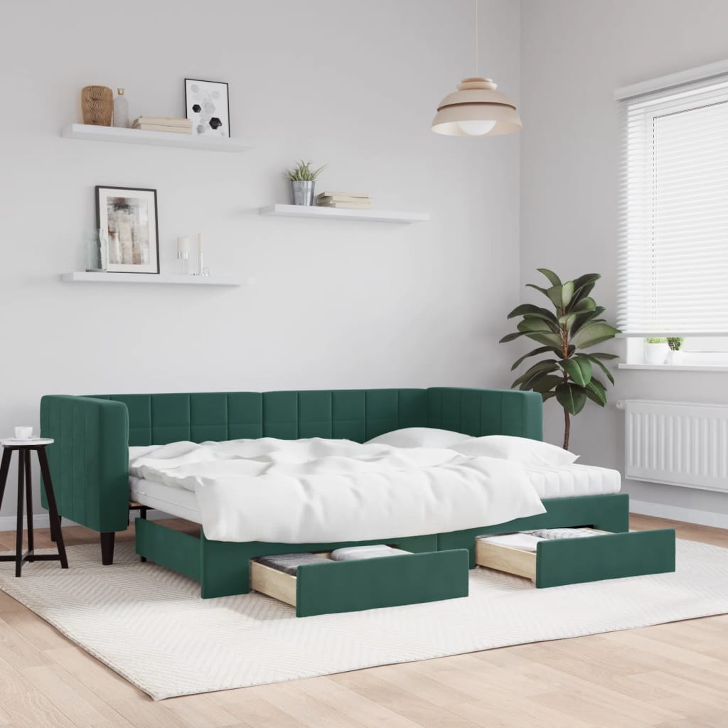 Slaapbank Met Onderschuifbed En Lades Fluweel