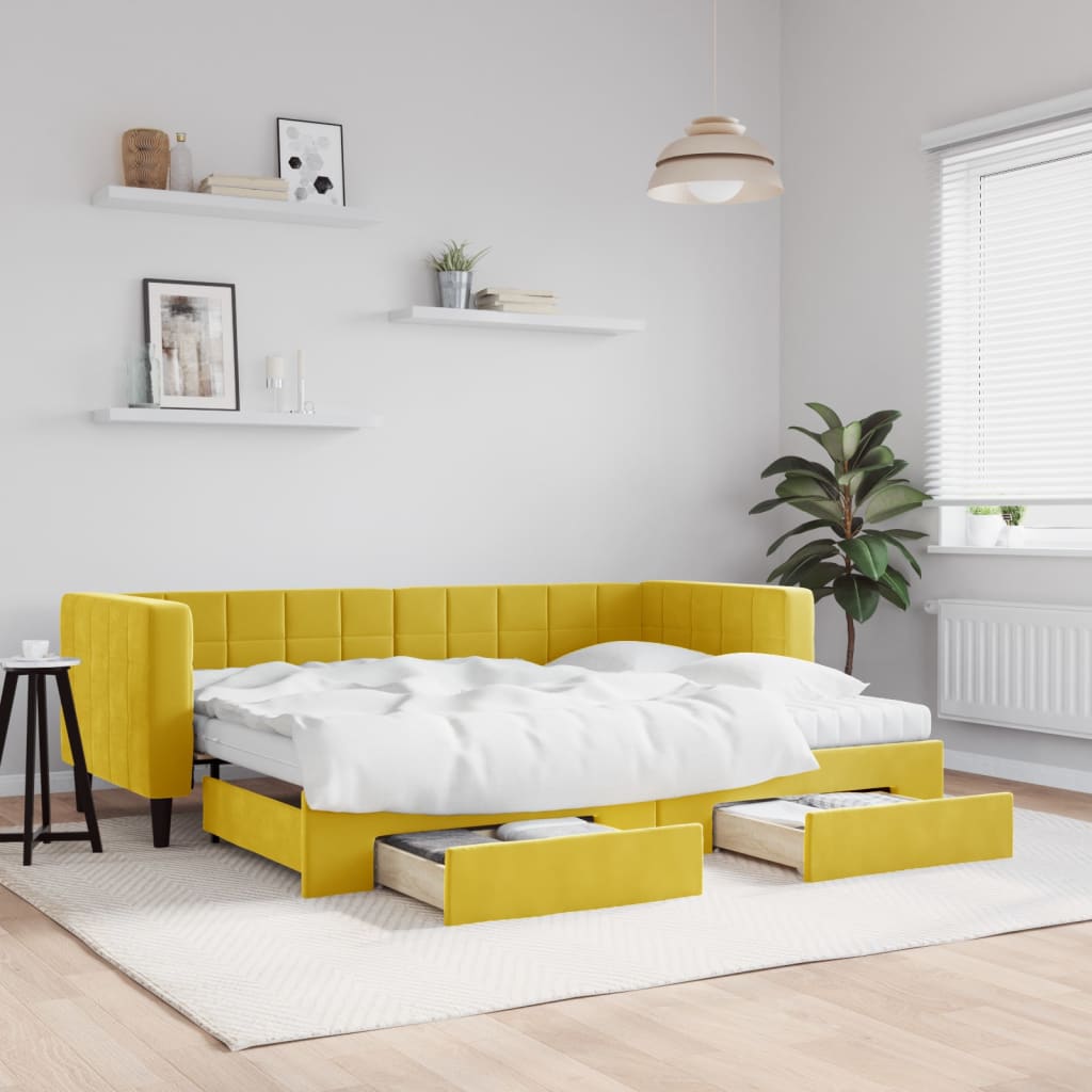 Slaapbank Met Onderschuifbed En Lades Fluweel