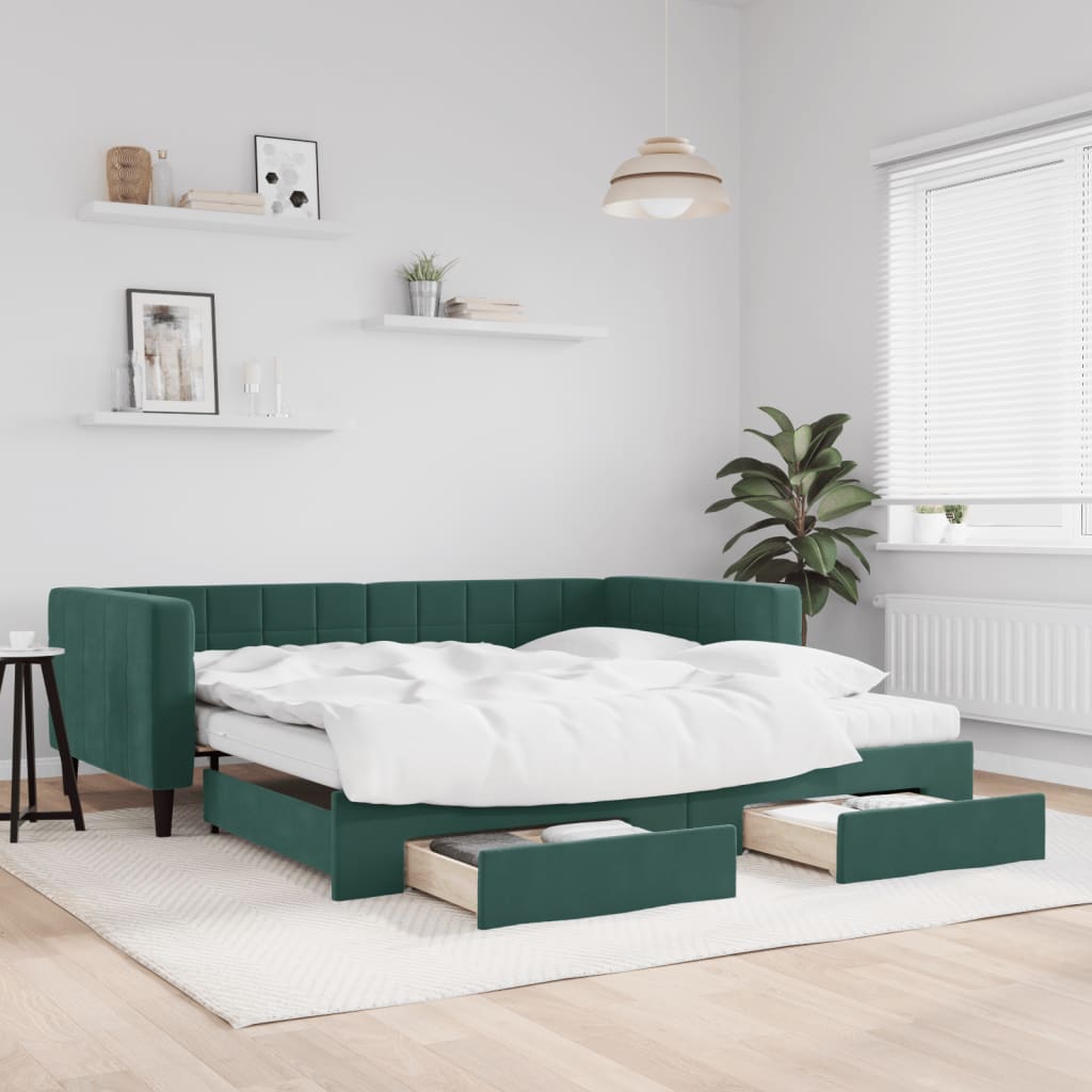 Slaapbank Met Onderschuifbed En Lades Fluweel