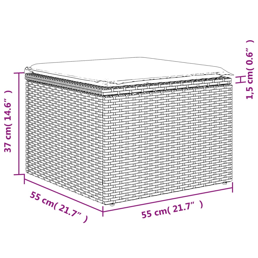 5-Delige Loungeset Met Kussens Poly Rattan