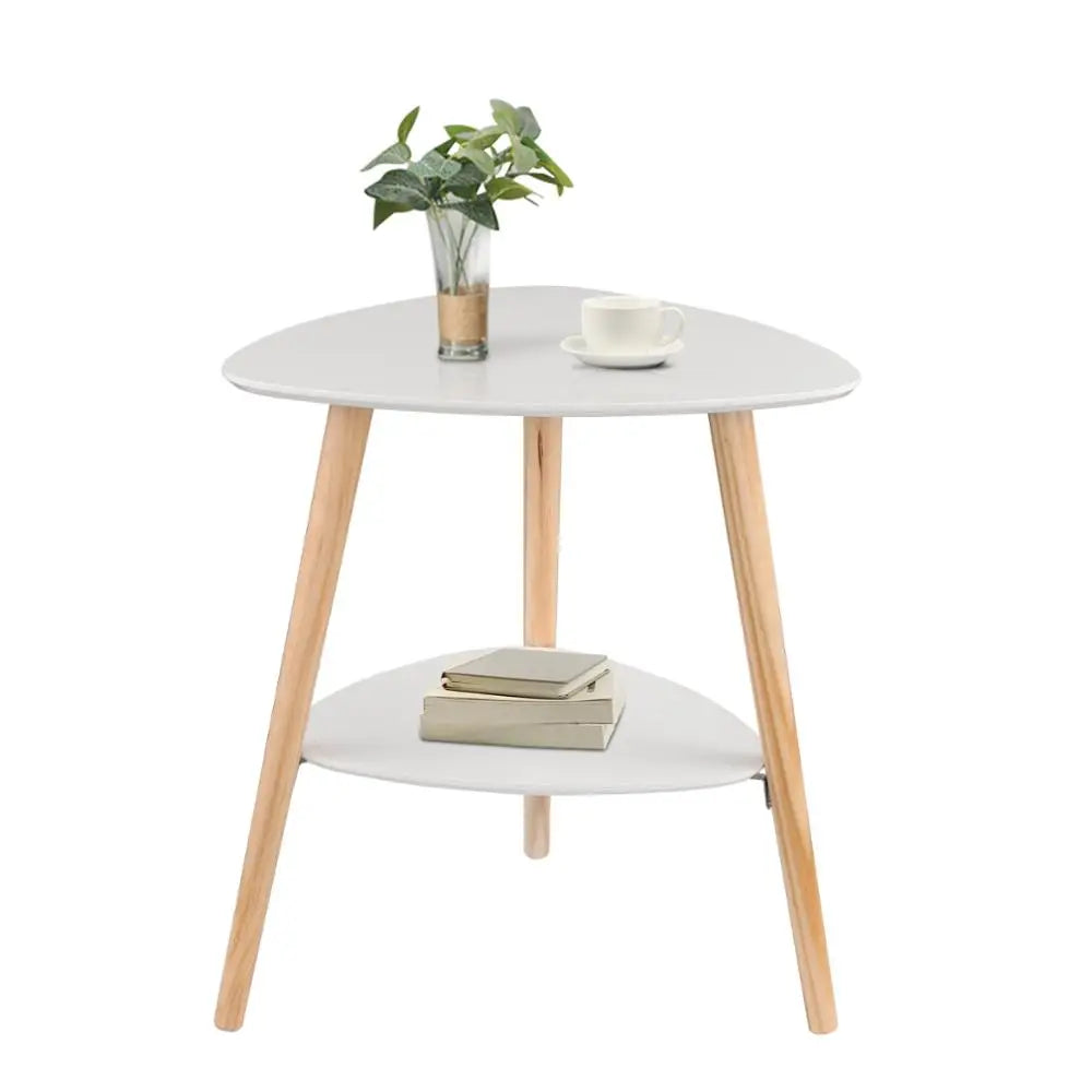 Wood Side Table – White & Natural Finish