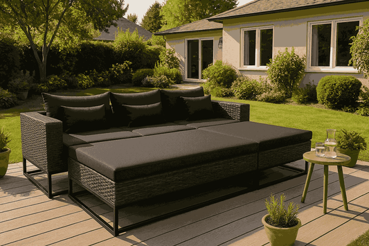 5-Delige Loungeset Met Kussens Poly Rattan Grijs