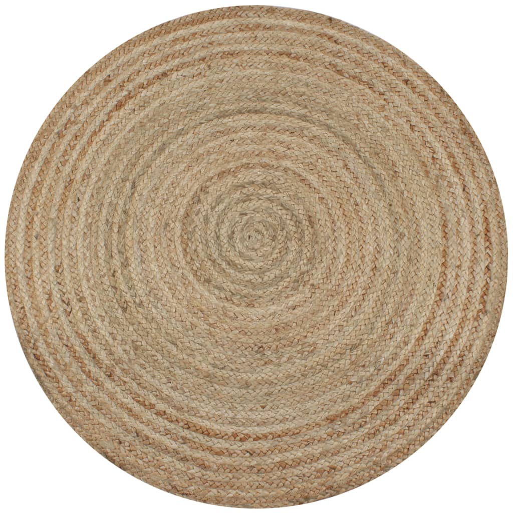 Tapijt Met Ontwerp Rond Gevlochten Jute