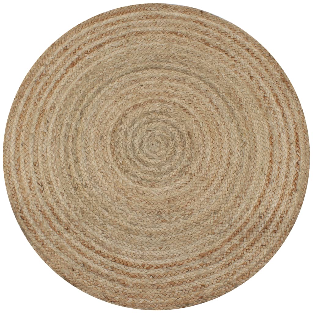 Tapijt Met Ontwerp Rond Gevlochten Jute