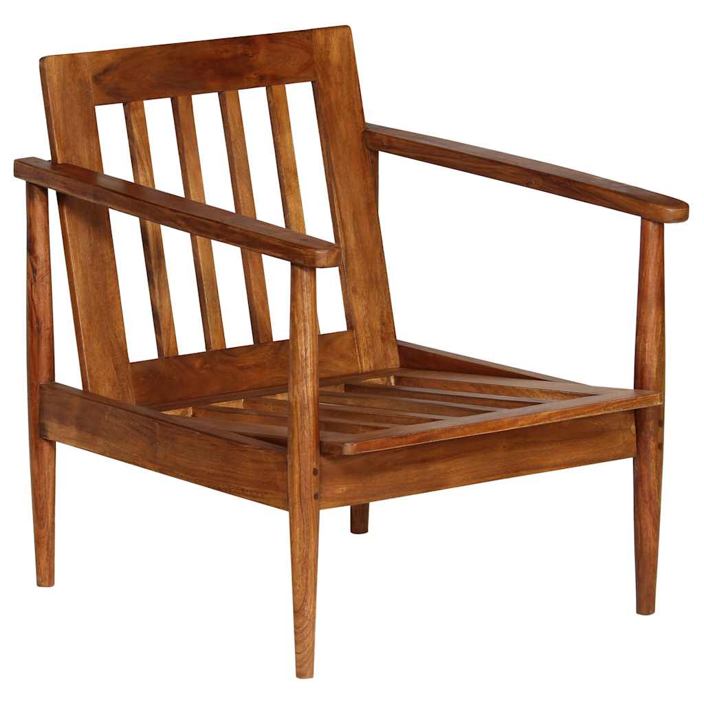 Fauteuil Echt Leer Met Acaciahout