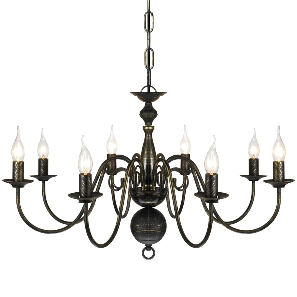 Kroonluchter Metaal 8 X E14 Lampen Zwart