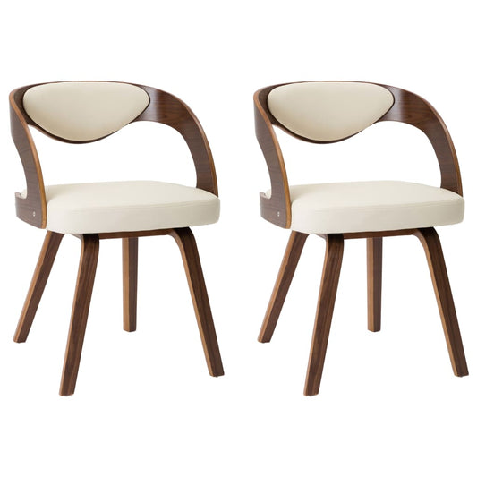 Eetkamerstoelen Gebogen Hout En Kunstleer Kleurig