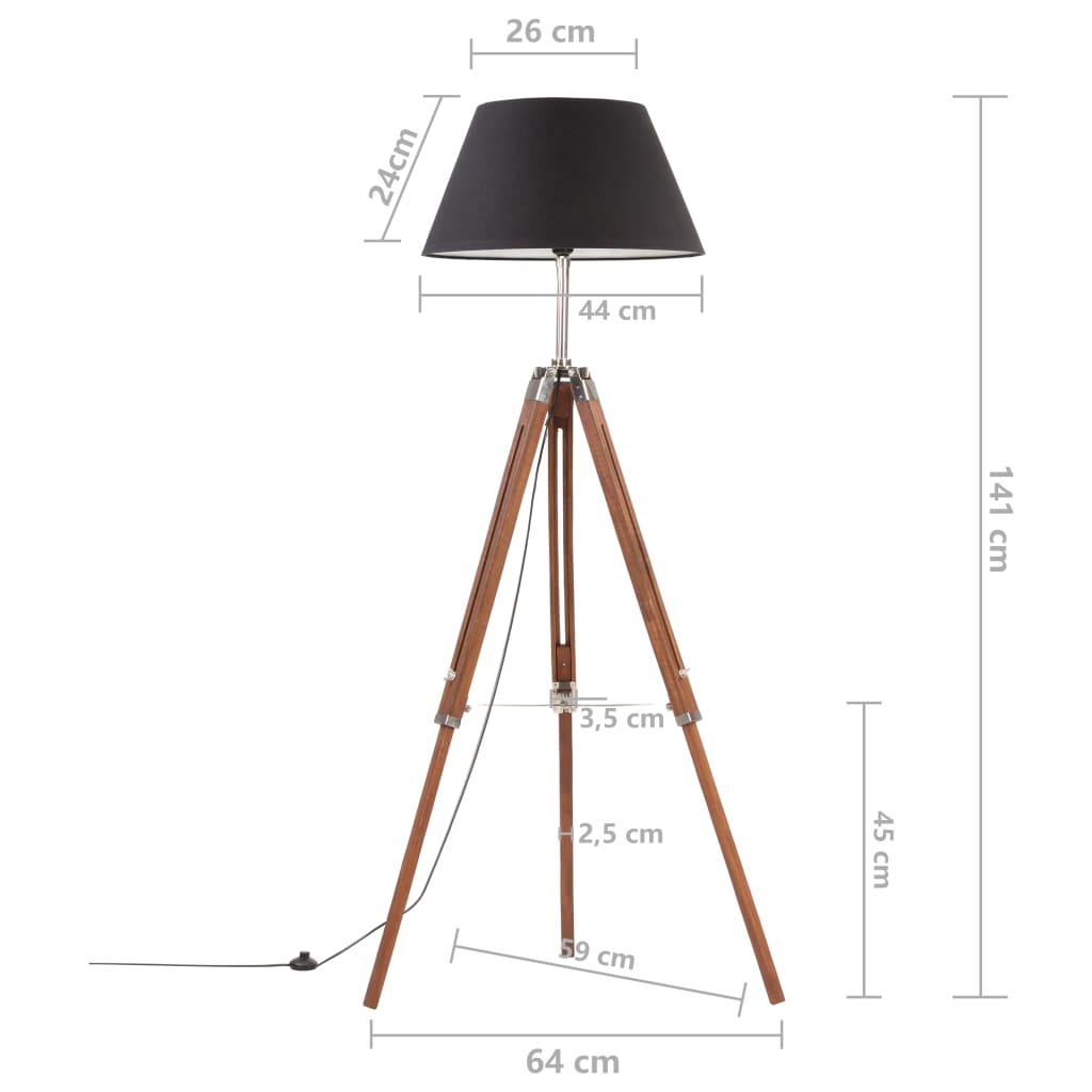 Vloerlamp Driepoot 141 Cm Massief Teakhout Honing