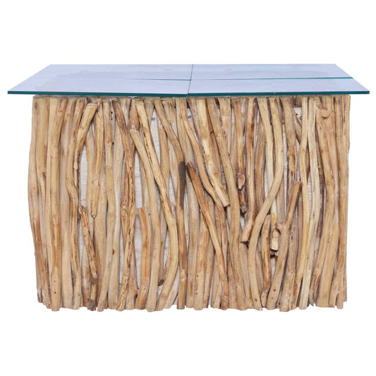 Salontafel Met Glazen Blad 66X66X40 Cm Massief Teakhout