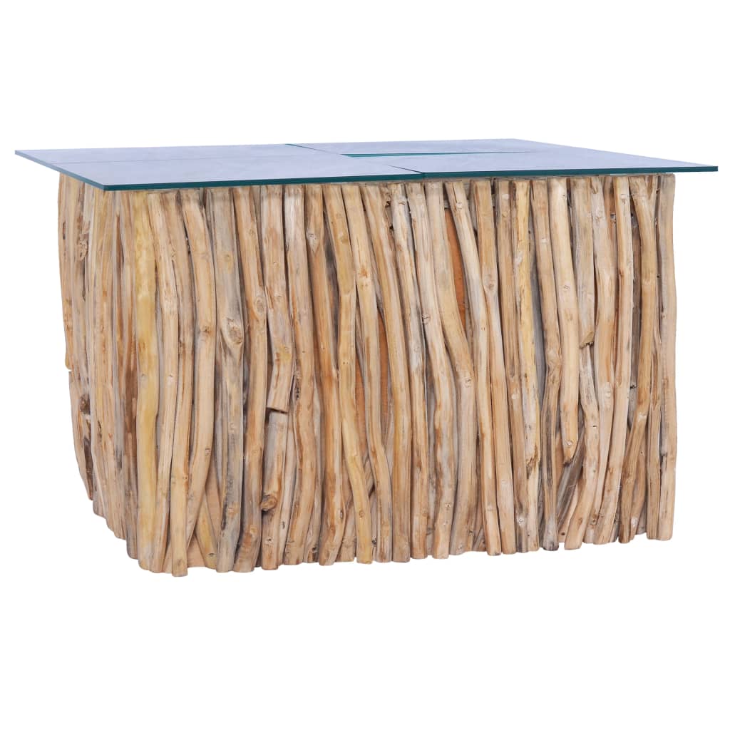 Salontafel Met Glazen Blad 66X66X40 Cm Massief Teakhout