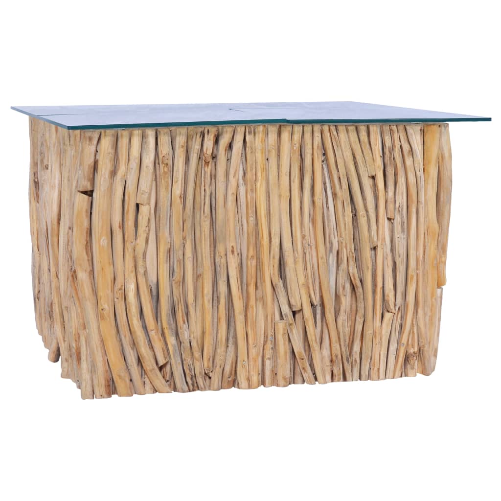 Salontafel Met Glazen Blad 66X66X40 Cm Massief Teakhout