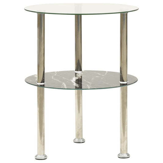 Bijzettafel 2-Laags 38Cm Gehard Glas En