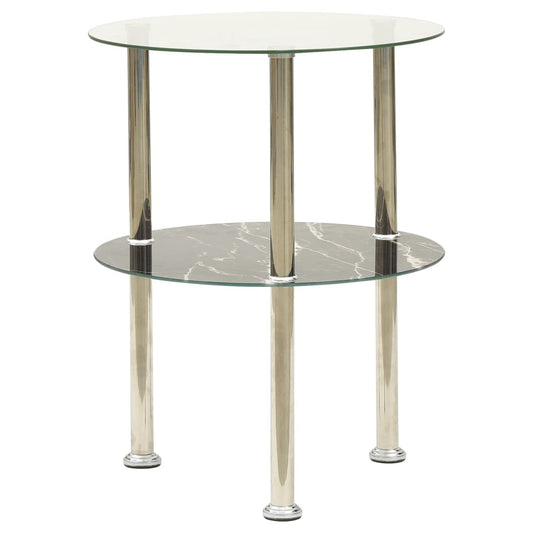 Bijzettafel 2-Laags 38Cm Gehard Glas En