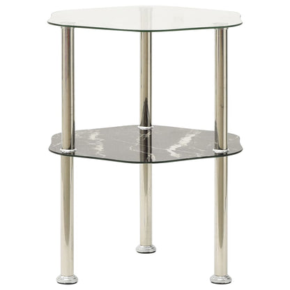 Bijzettafel 2-Laags 38Cm Gehard Glas En
