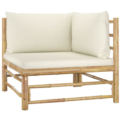 5-Delige Loungeset Met Witte Kussens Bamboe