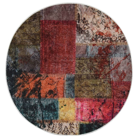 Vloerkleed Wasbaar Anti-Slip Ø120 Cm Meerkleurig Patchwork