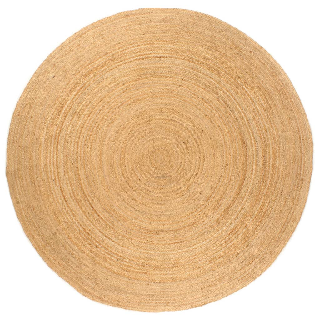 Tapijt Met Ontwerp Rond Gevlochten Jute