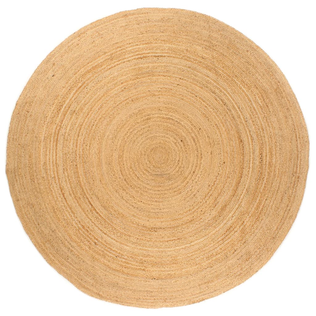 Tapijt Met Ontwerp Rond Gevlochten Jute