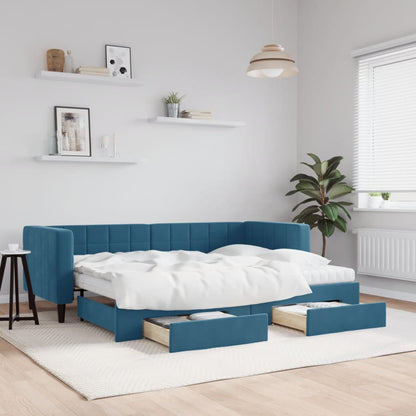 Slaapbank Met Onderschuifbed En Lades Fluweel