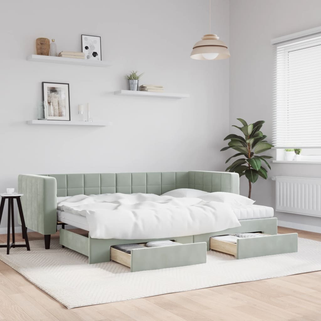 Slaapbank Met Onderschuifbed En Lades Fluweel
