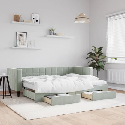 Slaapbank Met Onderschuifbed En Lades Fluweel