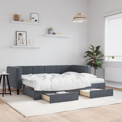 Slaapbank Met Onderschuifbed En Lades Fluweel