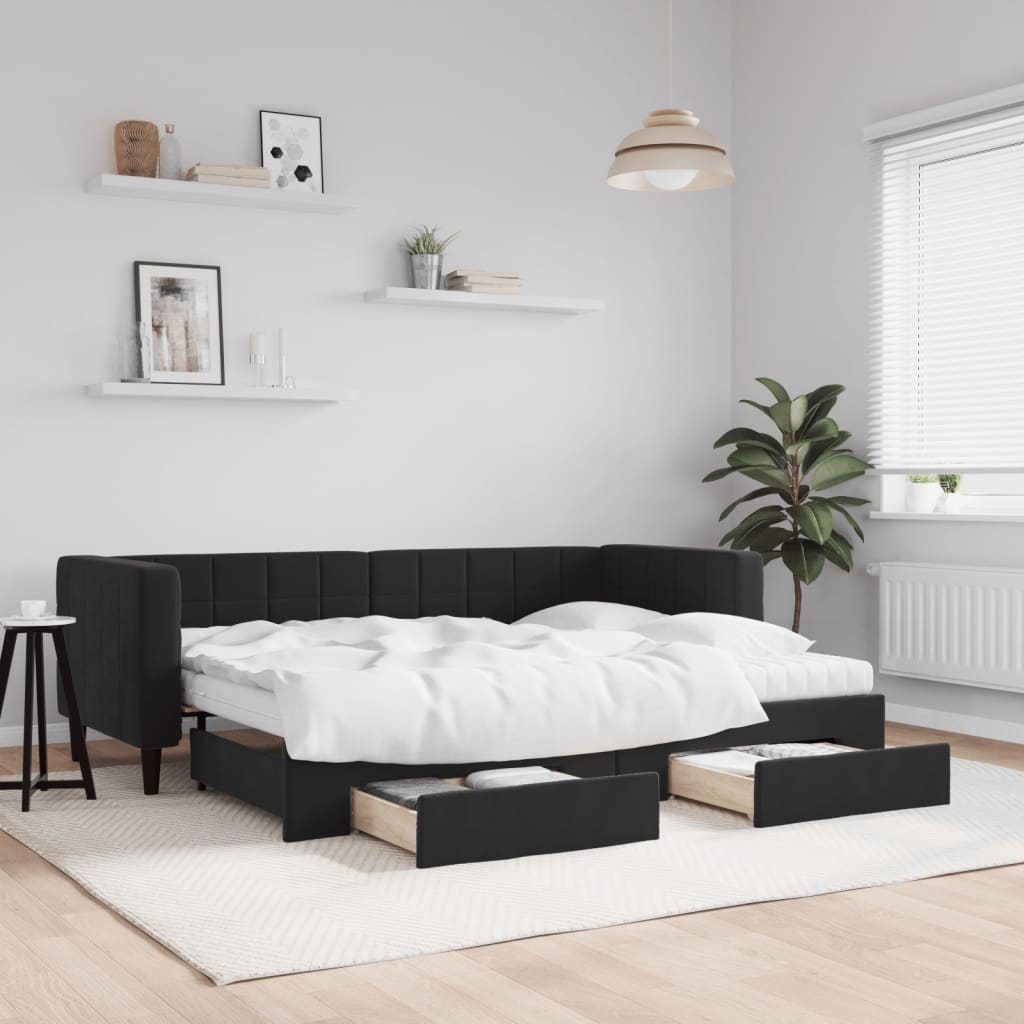 Slaapbank Met Onderschuifbed En Lades Fluweel