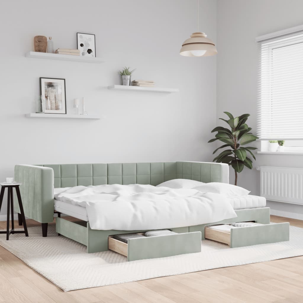 Slaapbank Met Onderschuifbed En Lades Fluweel
