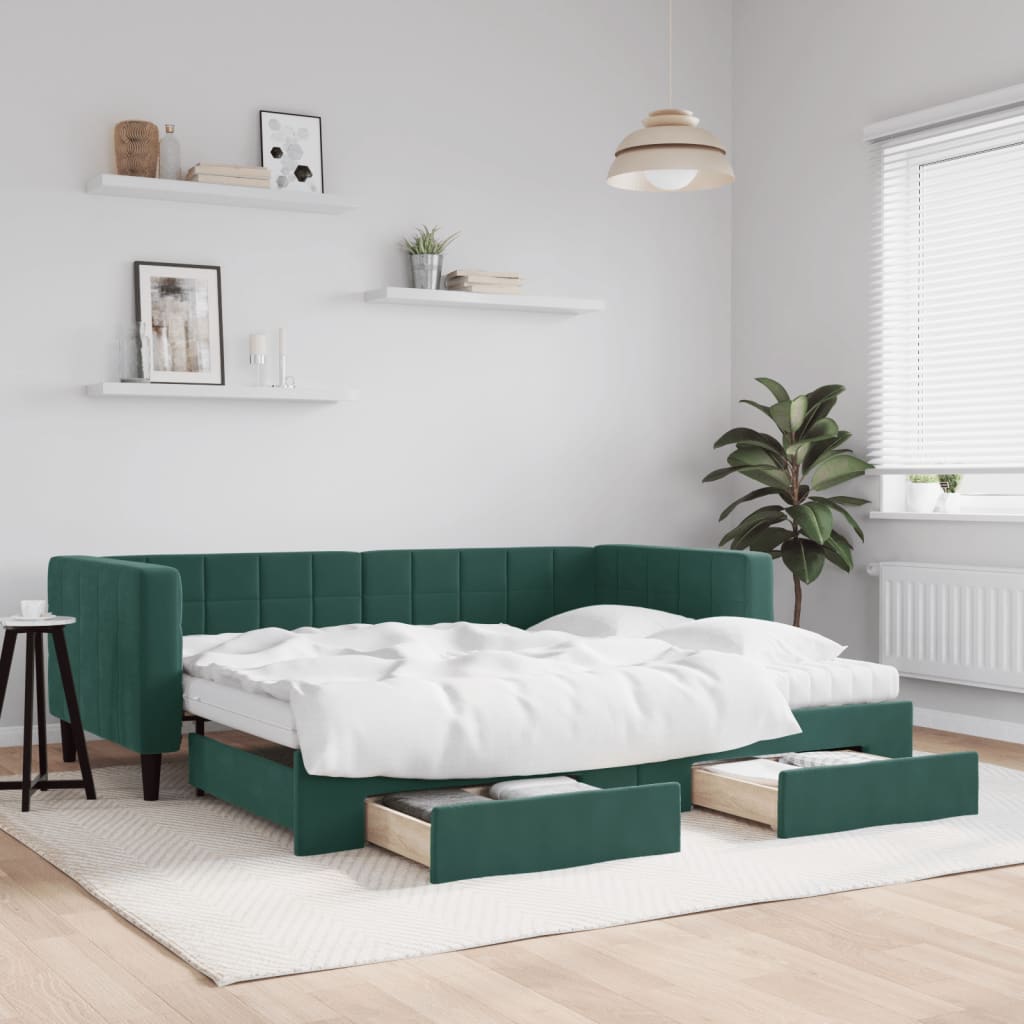 Slaapbank Met Onderschuifbed En Lades Fluweel