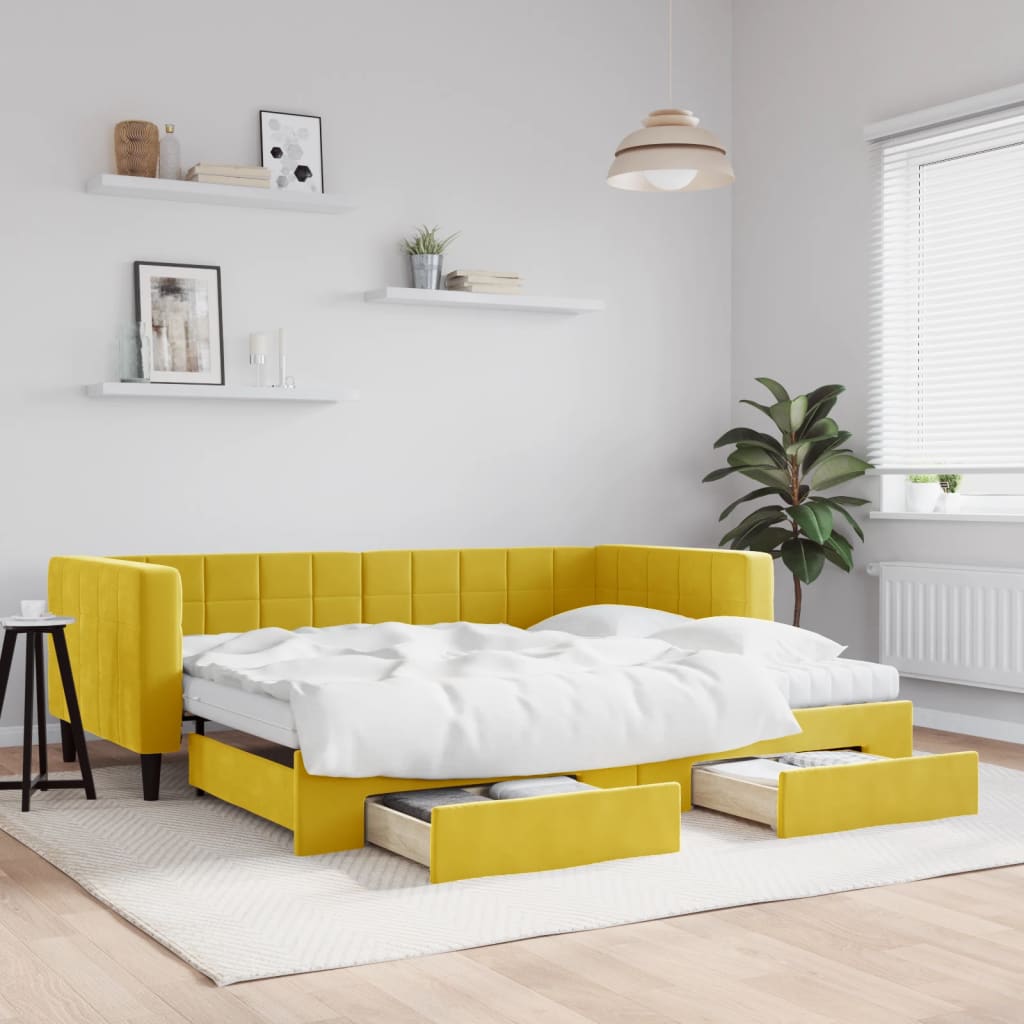 Slaapbank Met Onderschuifbed En Lades Fluweel