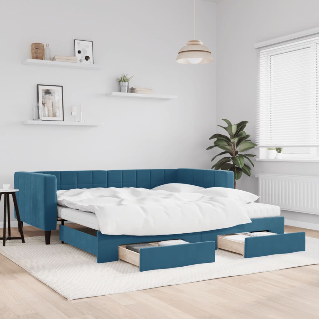 Slaapbank Met Onderschuifbed En Lades Fluweel