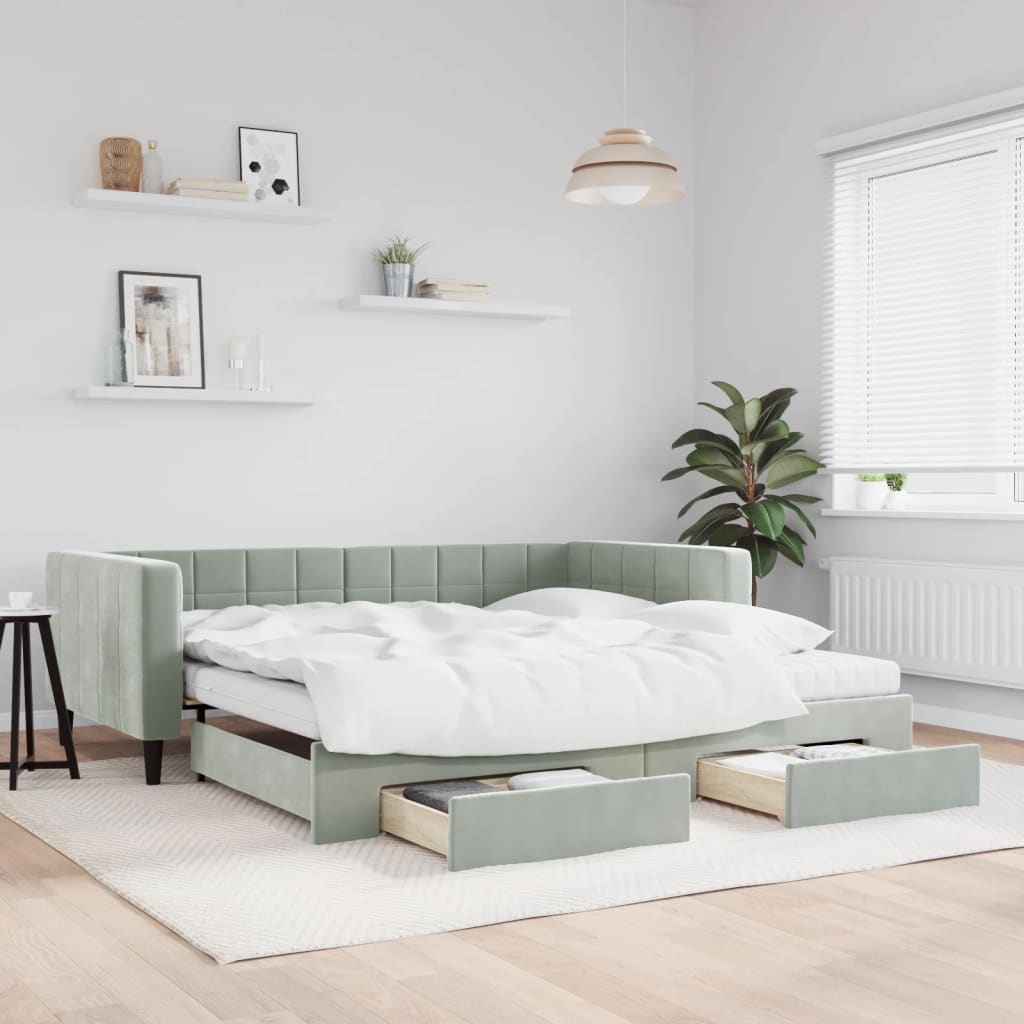 Slaapbank Met Onderschuifbed En Lades Fluweel