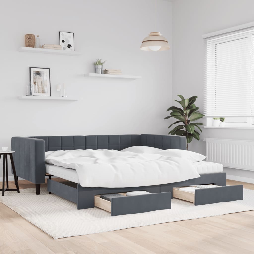 Slaapbank Met Onderschuifbed En Lades Fluweel