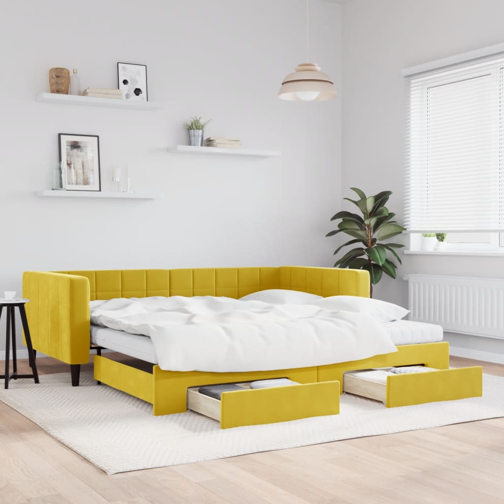 Slaapbank Met Onderschuifbed En Lades Fluweel