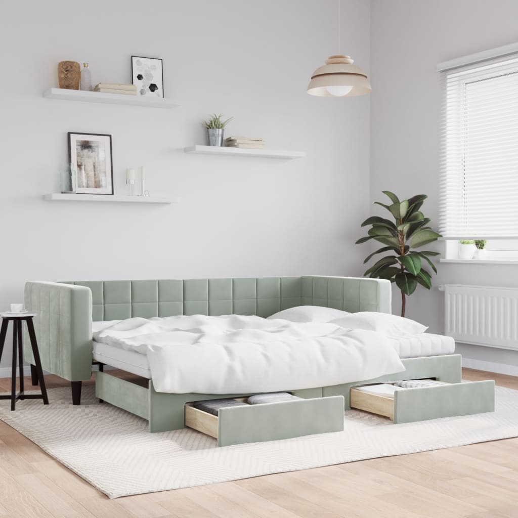 Slaapbank Met Onderschuifbed En Lades Fluweel