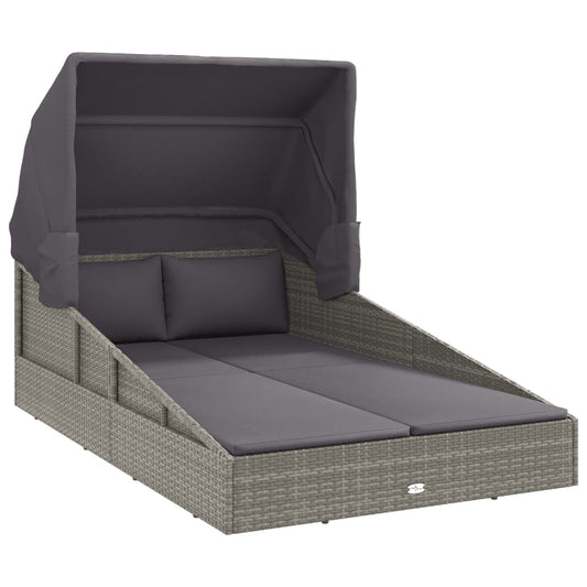 Ligbed Met Inklapbaar Dak 200X114X128 Cm Poly Rattan
