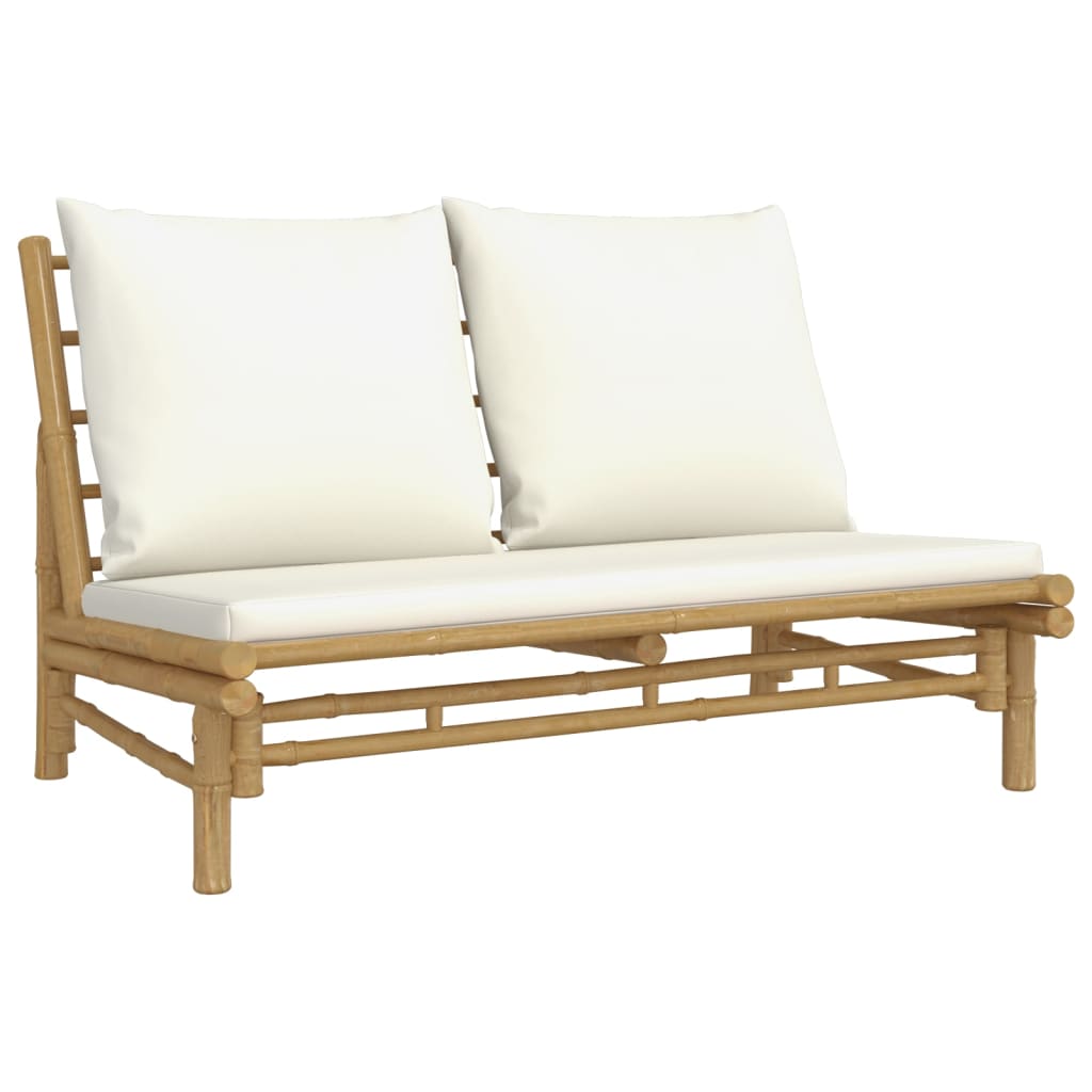 3-Delige Loungeset Met Kussens Bamboe Wit