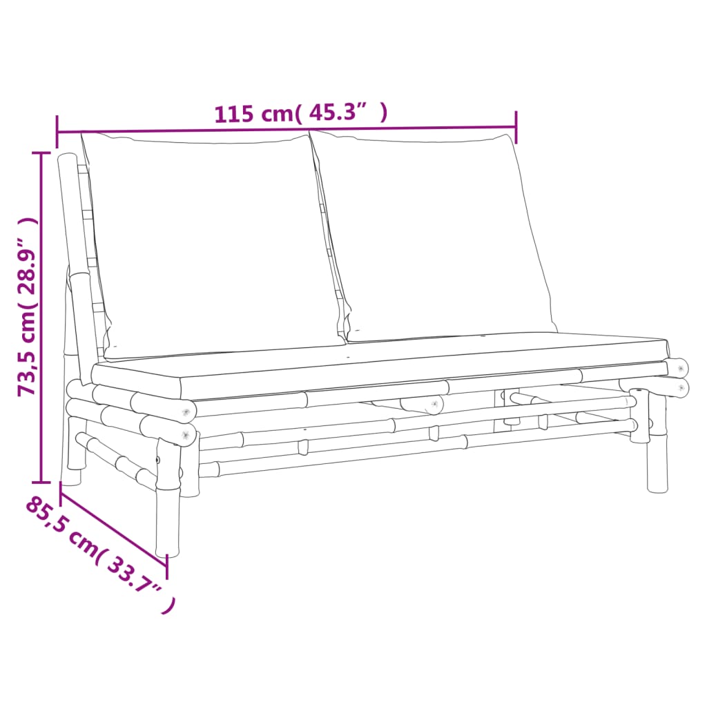 3-Delige Loungeset Met Kussens Bamboe Wit