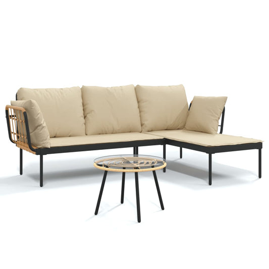 Loungeset Met Kussens Poly Rattan