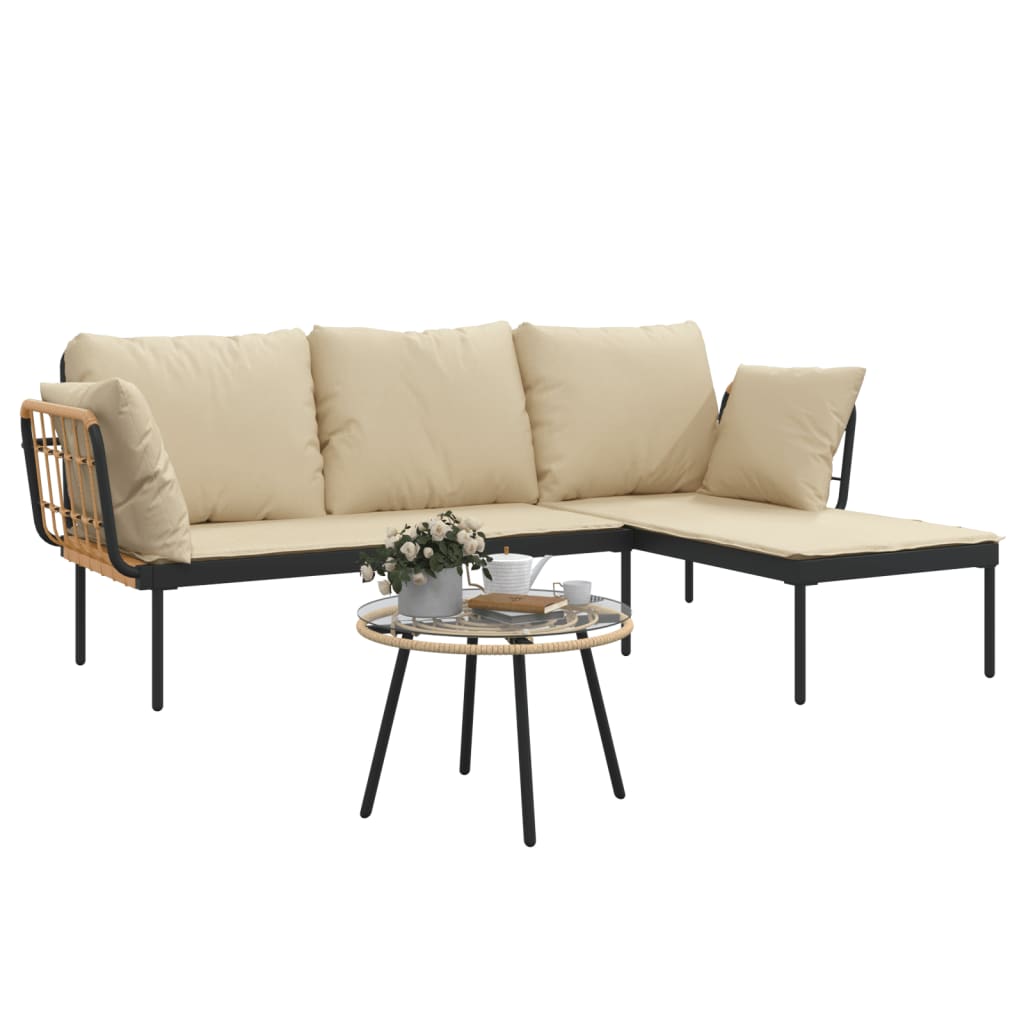 Loungeset Met Kussens Poly Rattan