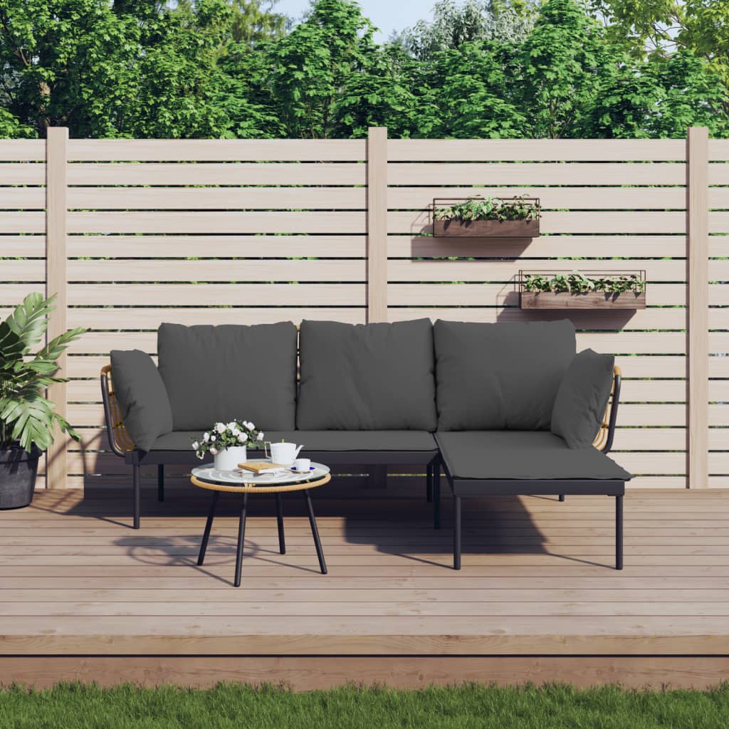 Loungeset Met Kussens Poly Rattan