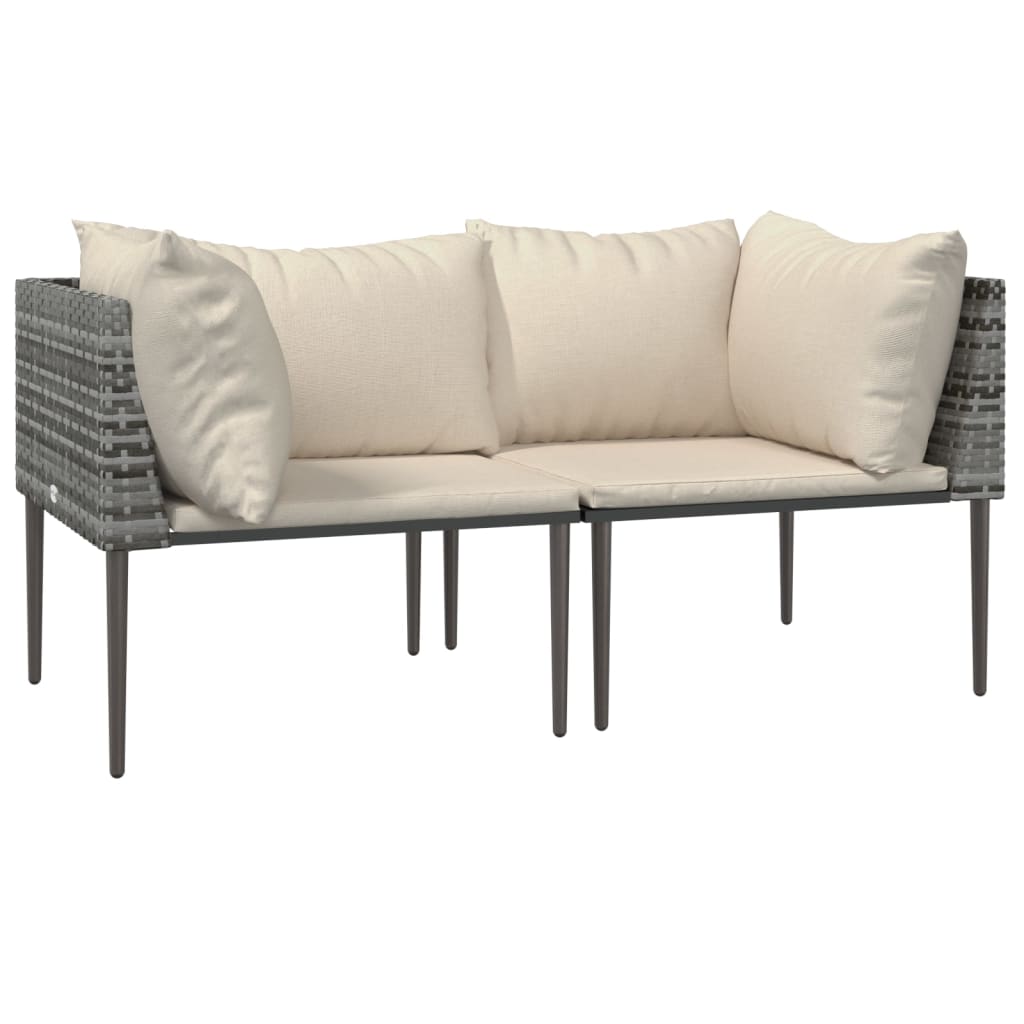 3-Delige Loungeset Met Kussens Poly Rattan Grijs