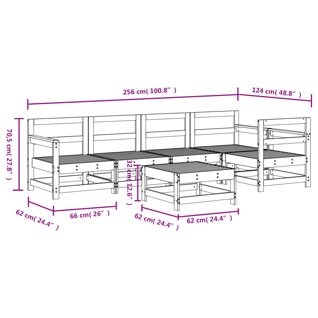 Loungeset Massief Grenenhout Wit