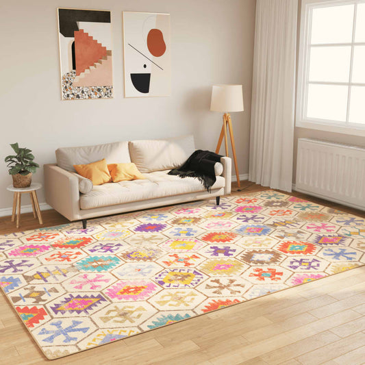 Vloerkleed Wasbaar Anti-Slip Meerkleurig Blauw En Wit
