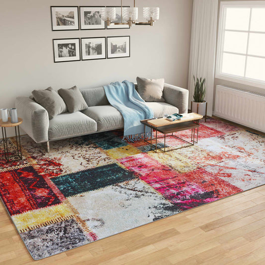 Vloerkleed Wasbaar Anti-Slip Ø120 Cm Meerkleurig Patchwork