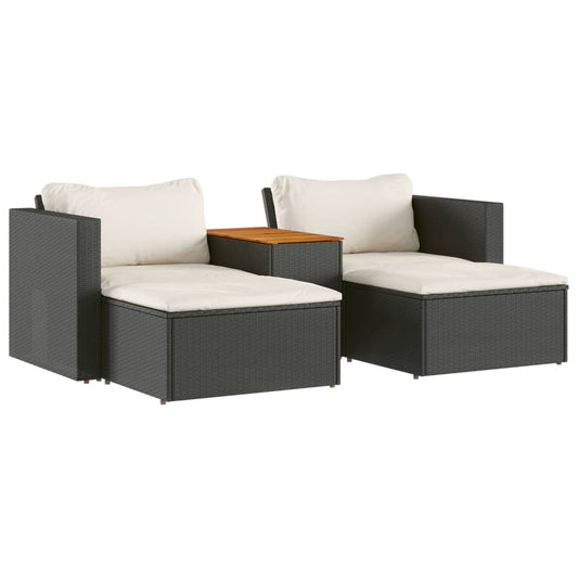 5-Delige Loungeset Met Kussens Poly Rattan Acacia