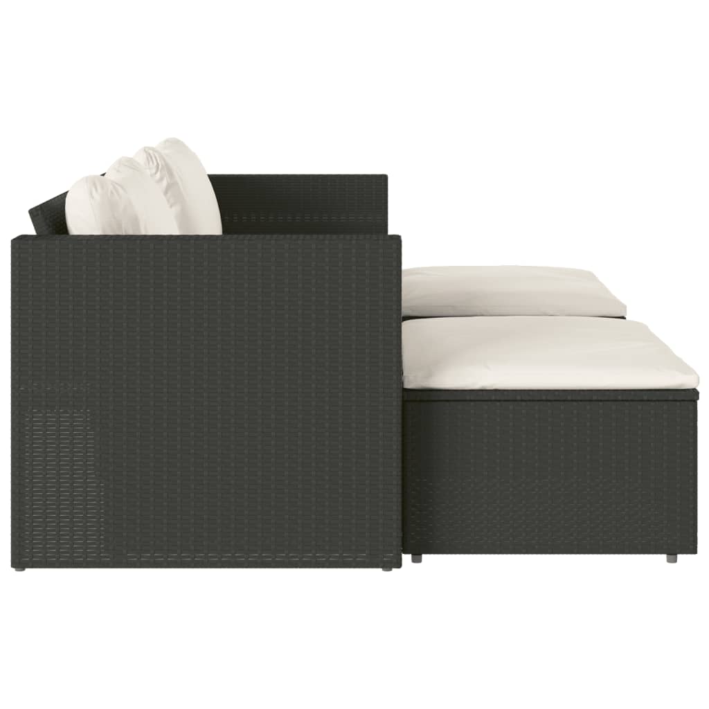 5-Delige Loungeset Met Kussens Poly Rattan Acacia