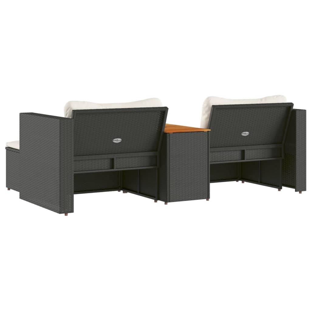 5-Delige Loungeset Met Kussens Poly Rattan Acacia