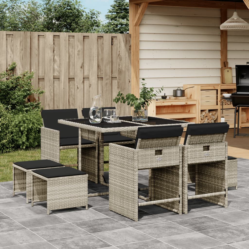 9-Delige Tuinset Met Kussens Poly Rattan