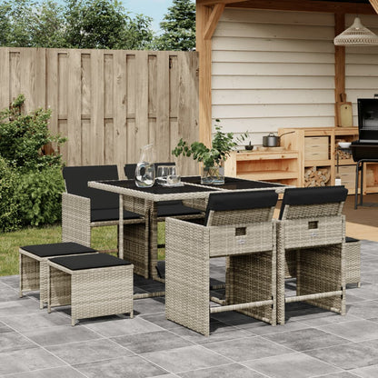 9-Delige Tuinset Met Kussens Poly Rattan